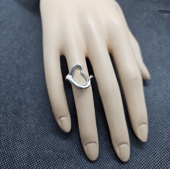 TIFFANY Sterling Silver Elsa Peretti Open Heart Ring Size 3/4